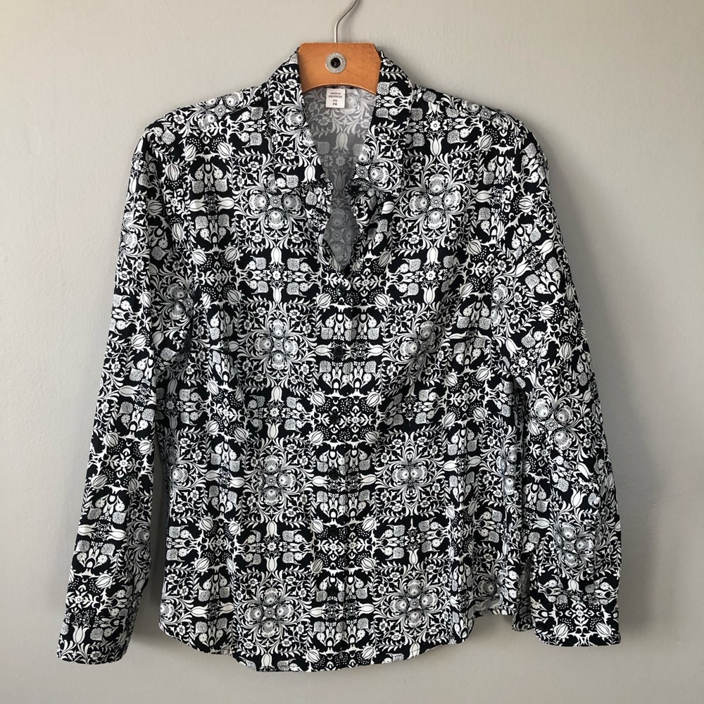 Black/White Coldwater Creek Button Down Shirt SP